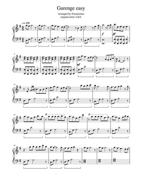 Download And Print In Pdf Or Midi Free Sheet Music For Gurenge By Lisa