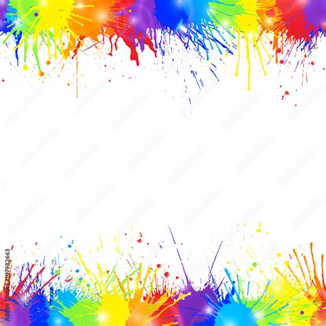 Bright colorful background with rainbow colored paint splashes and ...