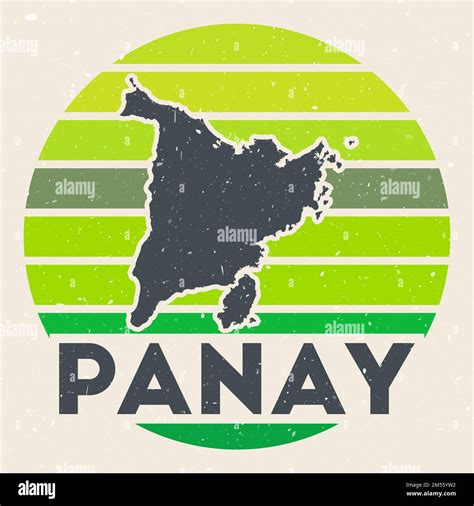 Panay Logo Sign With The Map Of Island And Colored Stripes Vector