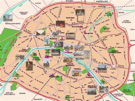 Paris France Map With Attractions - Cristy Claudetta