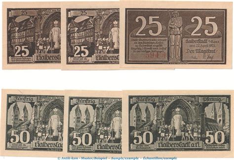 Notgeld De Scheine Kpl Notgeld Stadt Halberstadt B Set Mit