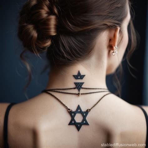 Unicursal Hexagram Tattoo On A Woman S Neck Stable Diffusion Online