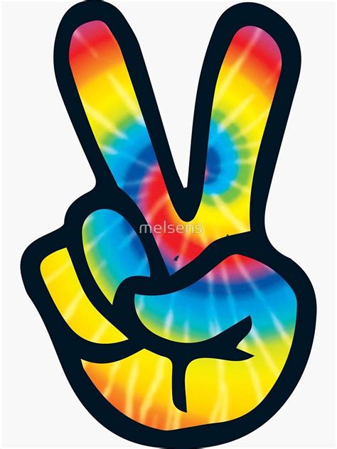 Tie Dye Peace Sign Hand Design V Symbol S S S Art Sticker By