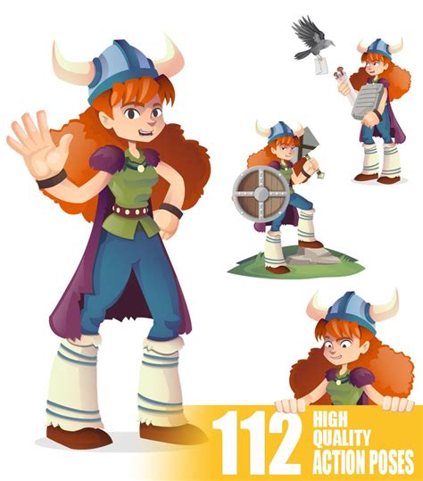 Viking Girl Cartoon Vector Character Aka Lady Ingrid Graphicmama