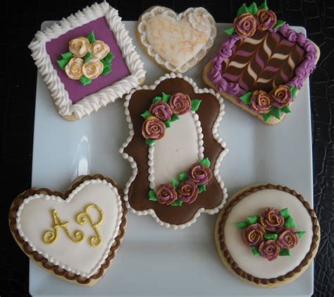 Vintage Inspired Sugar Cookies Brown Ivory And Fuchsia