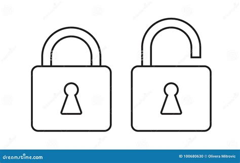 Line Icon Locked And Unlocked Padlock Stock Vector Illustration Of