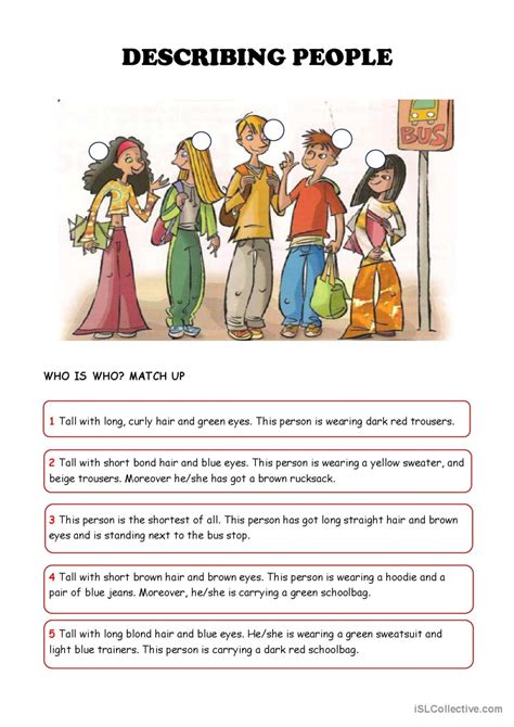 Describing People General Vocabular English ESL Worksheets Pdf Doc