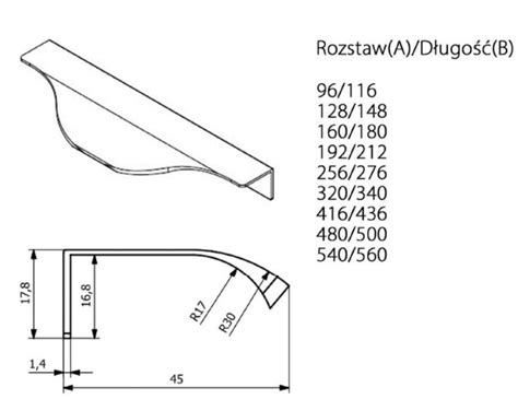 Uchwyt meblowy krawędziowy UA04 320 340 czarny mat KAZI MEB