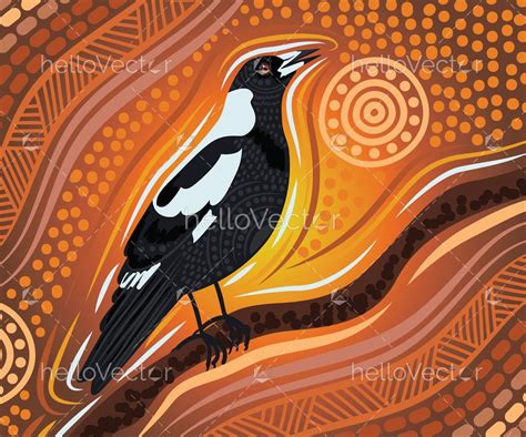 Aboriginal Style Of Dot Magpie Artwork Download Graphics And Vectors