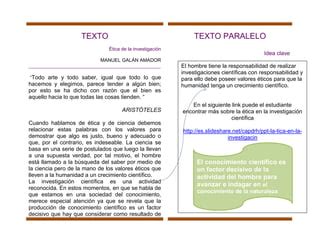 Texto Paralelo de la Ètica de la Investigación Científica PPT