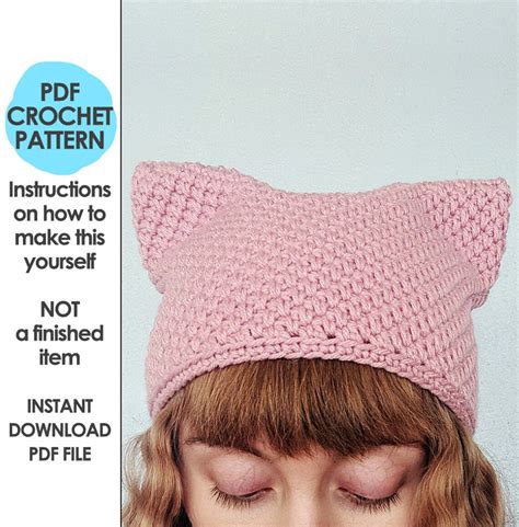Pink Pussyhat Crochet Pattern Pussy Hat Beanie Crochet Cat Etsy