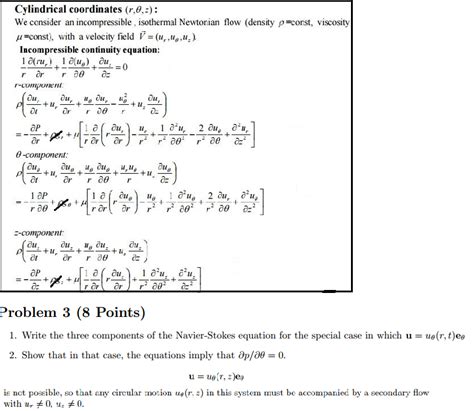 Solved Fluid Dynamics Problem 3a 3b Background