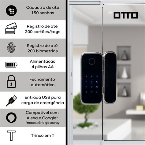 Fechadura Digital Para Porta De Vidro App Wifi Biocommerce