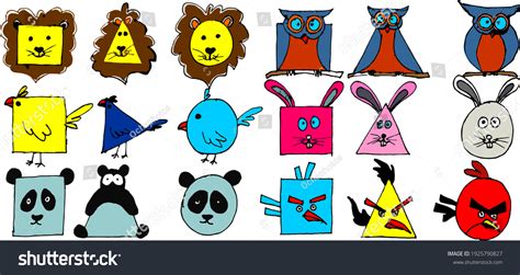 Draw Animal Characters Basic Shapes Squares Stock Vector (Royalty Free) 1925790827 | Shutterstock