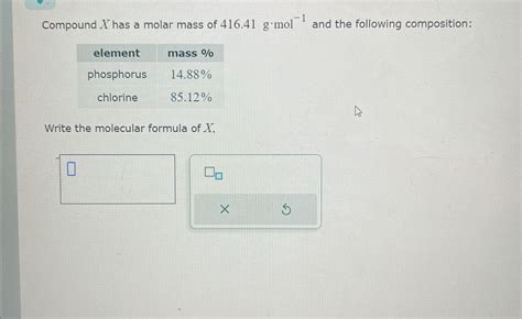 Solved Compound X Has A Molar Mass Of 416 41g Mol 1 And Chegg