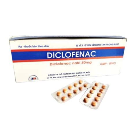 Thuốc Giảm đau Kháng Viêm Diclofenac 50mg Dp Hà Nội Hộp 50 Vỉ X 10 Viên