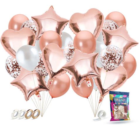 Fissaly® 40 Stuks Rose Goud Helium Ballonnen Met Lint Verjaardag