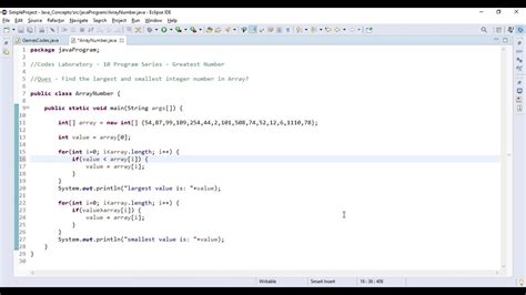 Java Program Find Largest And Smallest Number In Array Youtube