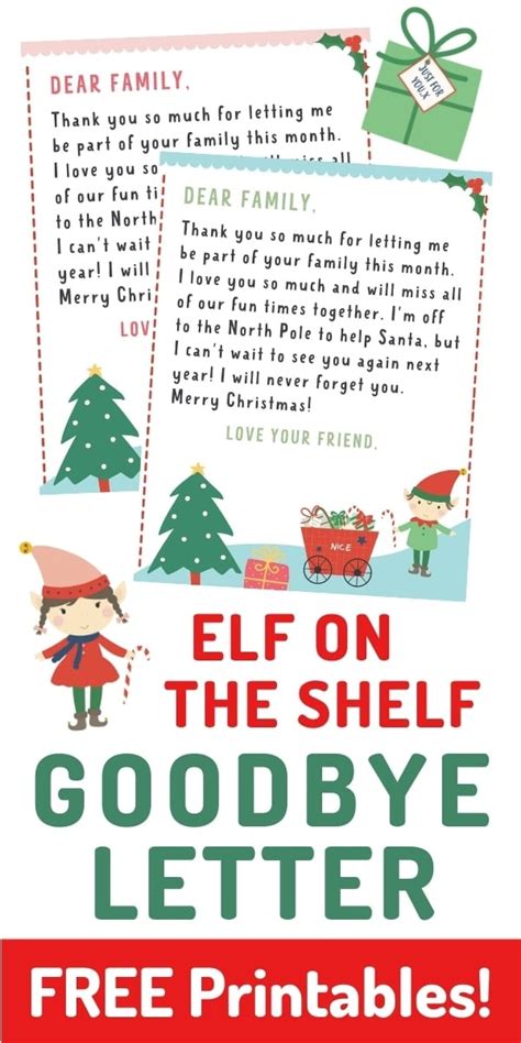 Elf On The Shelf Goodbye Letter Free Printable Make Life Lovely