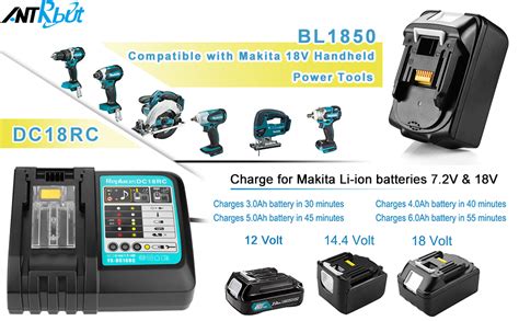 Antrobut Batterie De Rechange Makita V Ah V Chargeur De