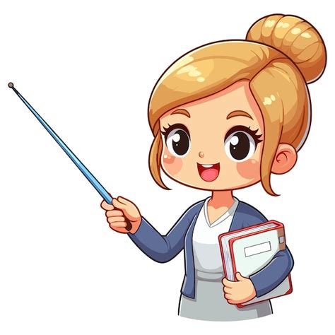 Premium Vector Cartoon Female Teacher With Pointer Stick Vector