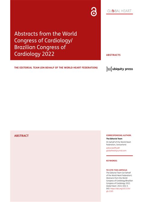 Pdf Abstracts From The World Congress Of Cardiology Brazilian