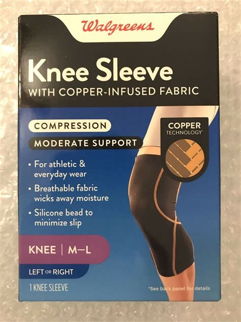 Walgreens Knee Sleeve With Copper Infused Fabric Compression Size M L For Sale Online Ebay