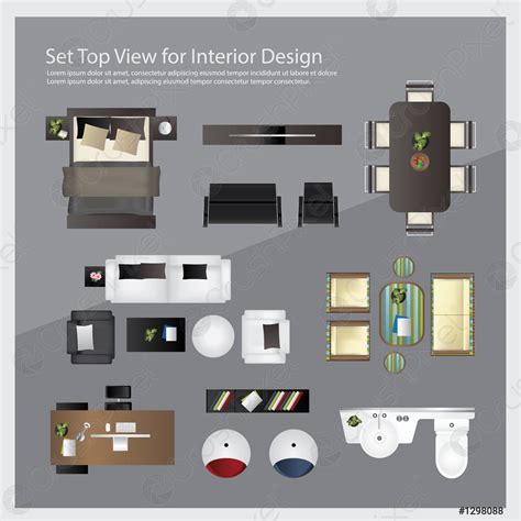 set top view  interior design isolated illustration stock vector