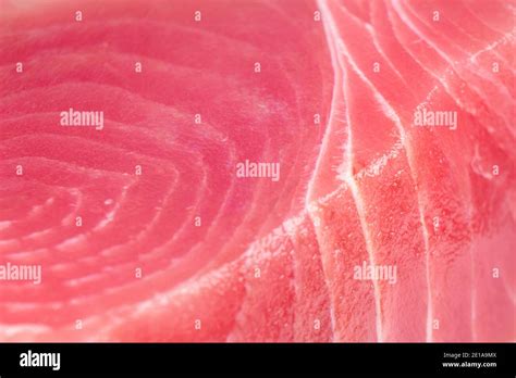 Macro Shot Yellow Fin Tuna Steak Background Fresh Rare Tuna Steak