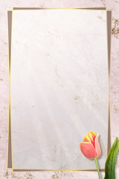 Premium Psd Golden Floral Tulip Frame Design