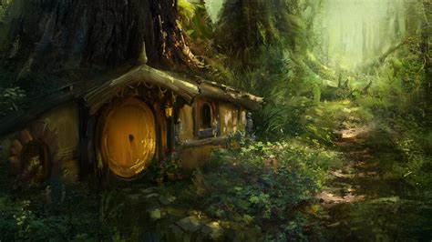 Andrey Bakulin Wood Cabin Forest Fantasy Art Artwork Wallpaper