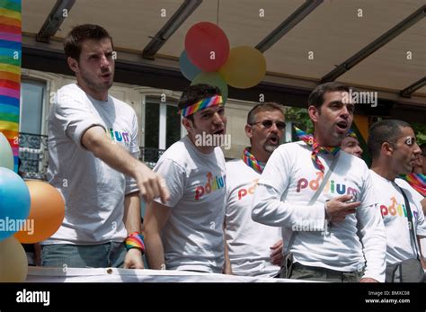 Paris France Public Events People Celebrating At The Gay Pride Parade Male University