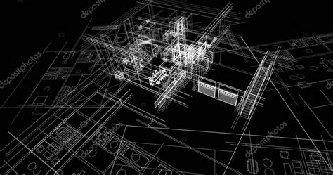 Edificio de la casa dibujo arquitectónico 3d ilustración 2023