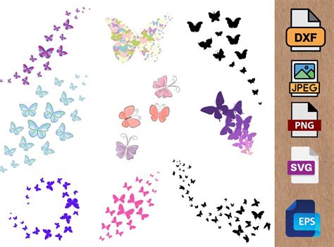 Flying Butterflies Svg Bundle Butterfly Silhouette Design Etsy