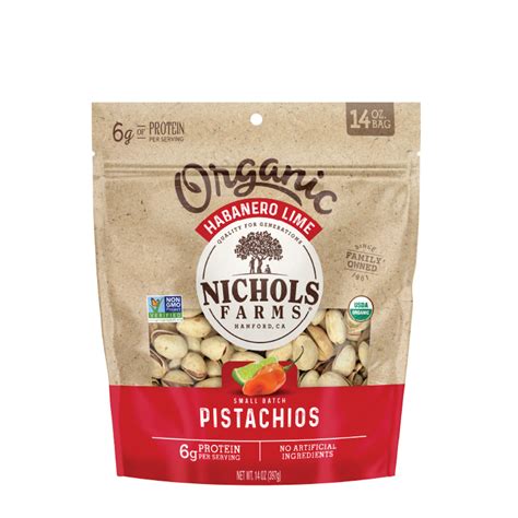 Roasted Organic Pistachios Salted Flavored Nichols Farms