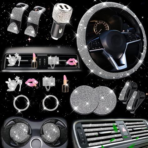 Amazon LSJUENGAL 24PCS Women S Bling Car Accessories Set