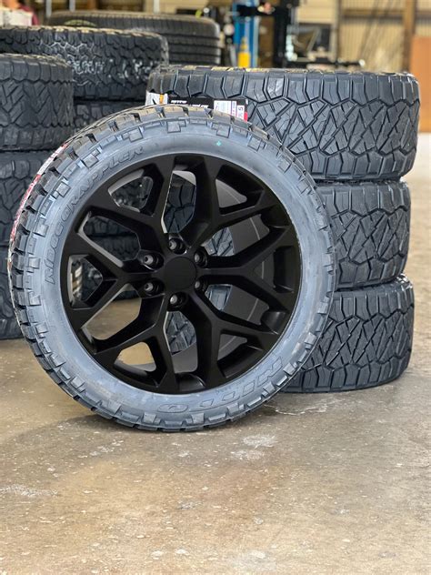 Chevy Style Satin Black Snowflake 22 Wheels With Nitto Tires