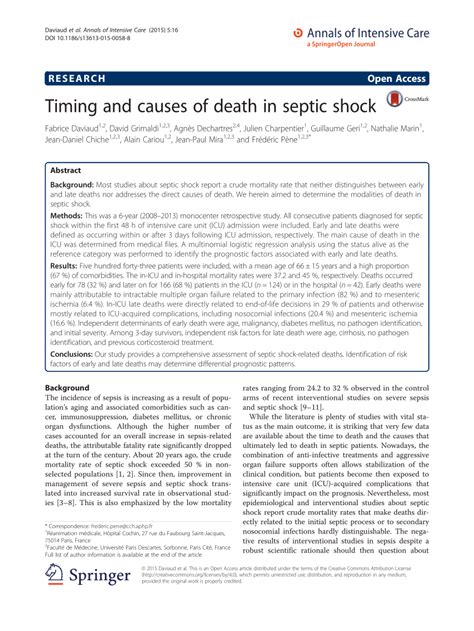 (PDF) Timing and causes of death in septic shock