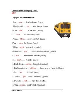 German Stem Changing Verbs Worksheet Helfen Essen Etc TPT