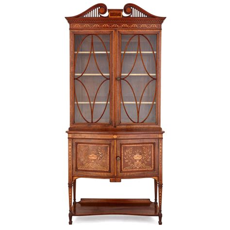 Antique Mahogany Display Cabinets With Glass Doors