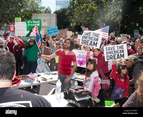 Union protest rally Downtown Los Angeles, CA California Stock Photo - Alamy