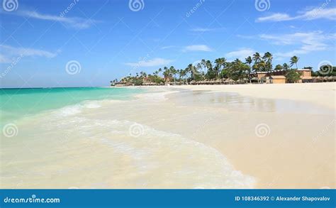 Amazing Beauty White Sand Beach Of Aruba Island Turquoise Sea Water And Blue Sky Stock Footage