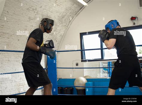 Boxers Sparring In Ring Stock Photo Alamy