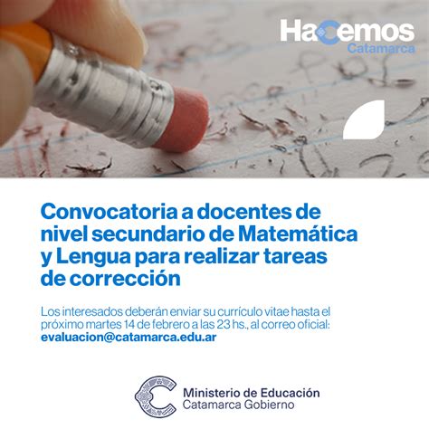 Ministerio de Educación Gobierno de Catamarca Convocatoria a