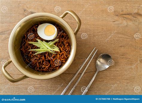 Korean Instant Noodle With Black Bean Sauce Jajangmyeon Or Jjajangmyeon