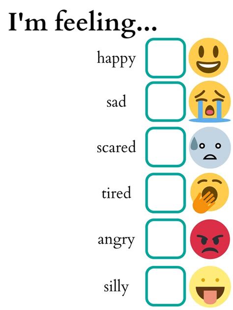 Feelings Chart Autism