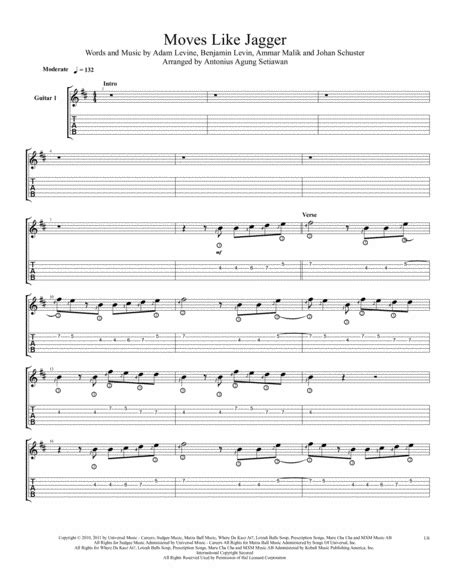 Moves Like Jagger Arr Antonius Agung Setiawan Sheet Music Maroon 5