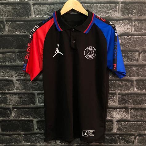 Camisa De Time Psg Polo Preta C Manga Azul E Vermelha S N