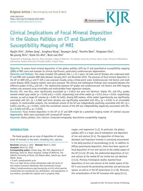 PDF Clinical Implications Of Focal Mineral Deposition In The Globus