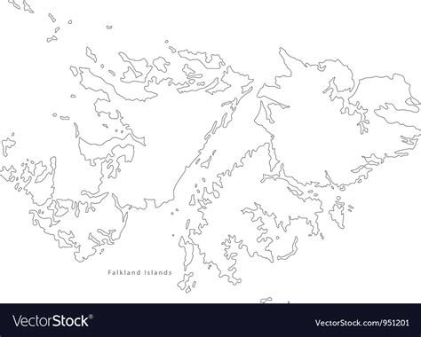 Black White Falkland Islands Outline Map Vector Image